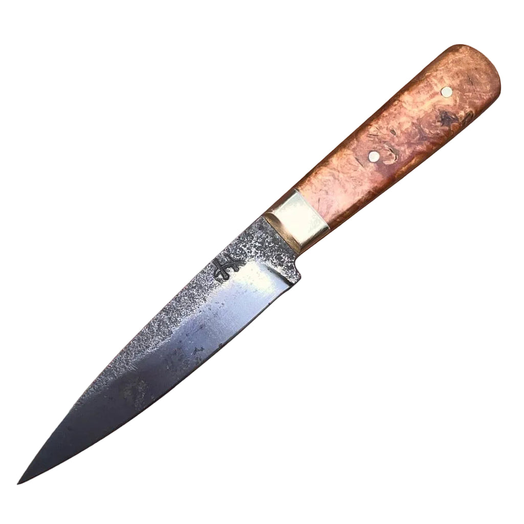 CUB - A Compact Wolhuter-Inspired Ranger Knife (5160 | Brass | Matumi Burl)