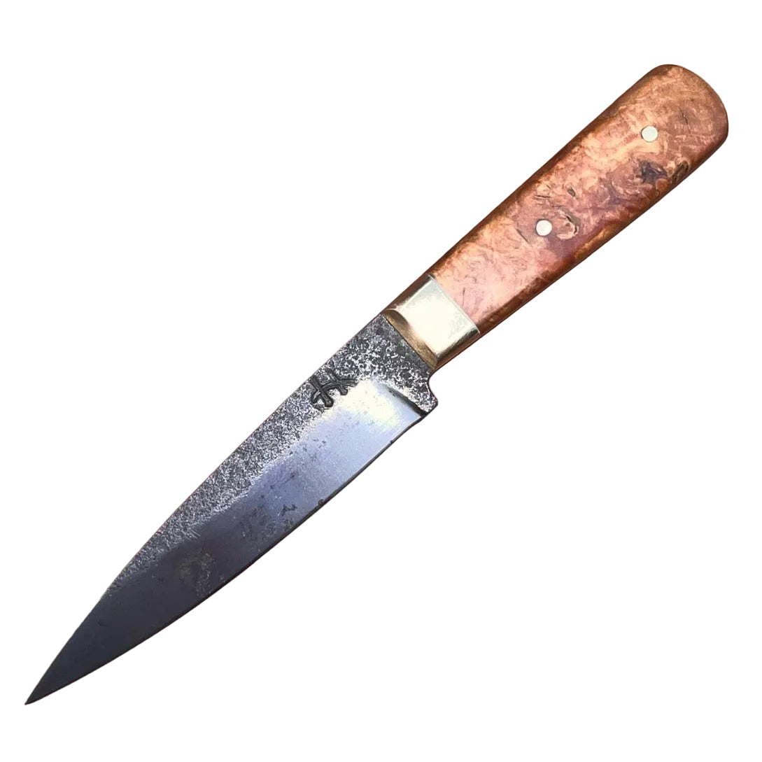 CUB - A Compact Wolhuter-Inspired Ranger Knife (5160 | Brass | Matumi Burl)