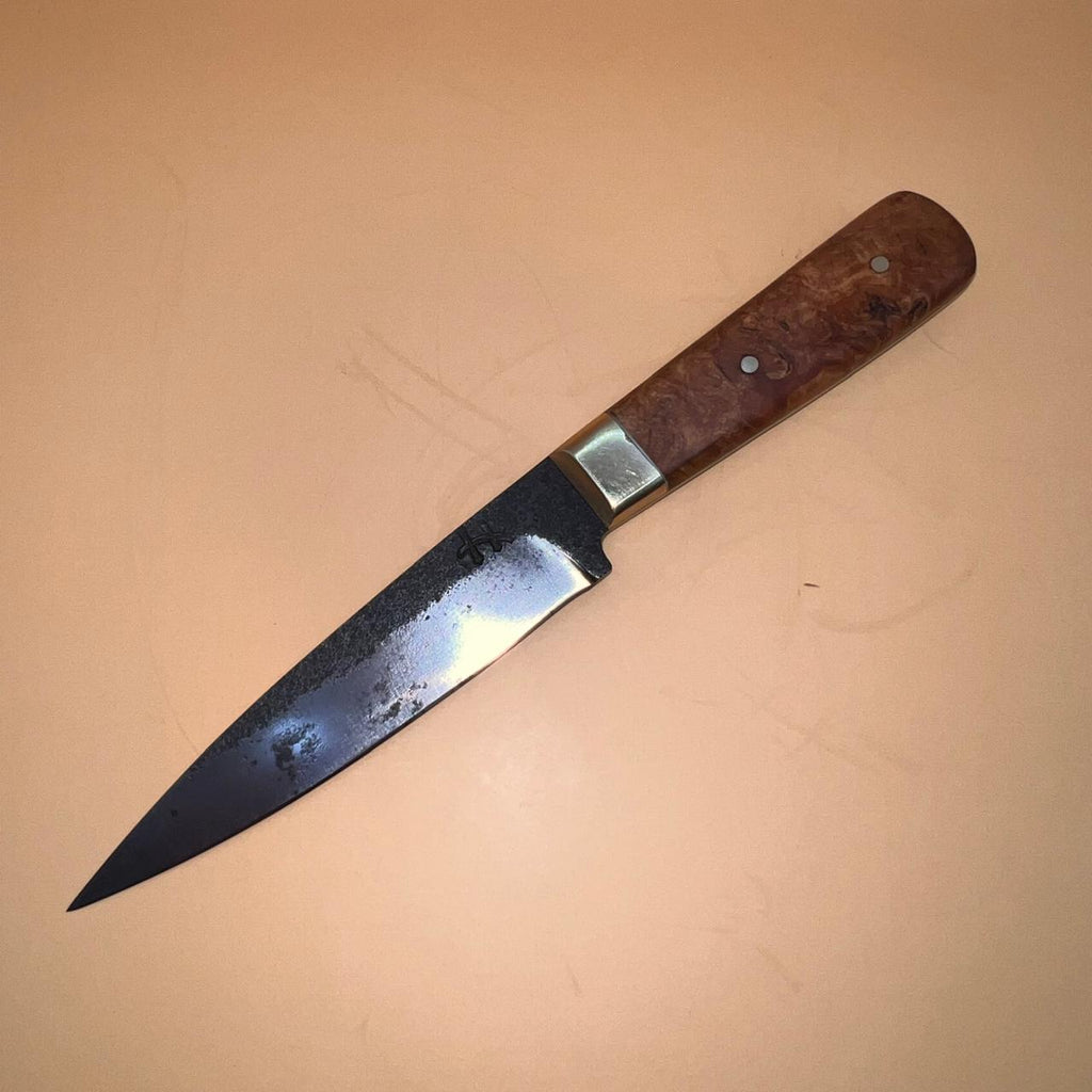 CUB - A Compact Wolhuter-Inspired Ranger Knife (5160 | Brass | Matumi Burl)
