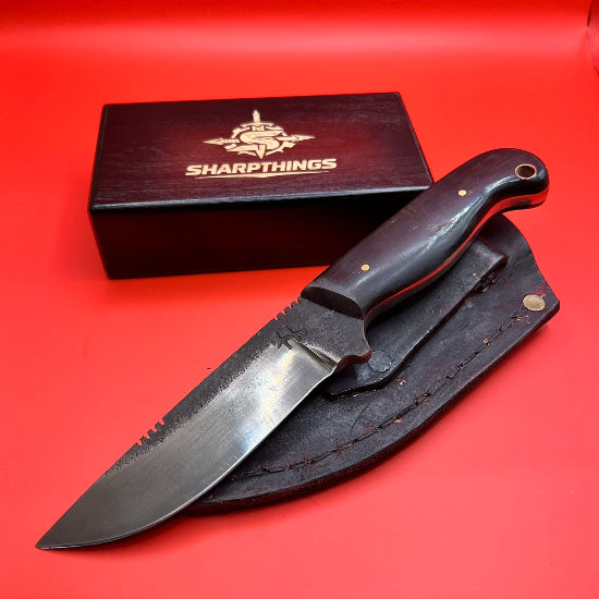 The Buffalo BRAAI knife:  Forged 5160 fitted with Cape Buffalo Horn