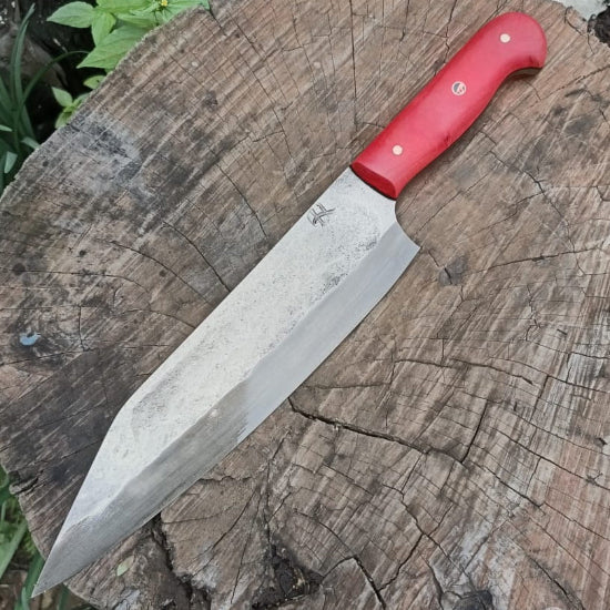 Kyo Deba Style Kitchen Knife - 5160 Carbon Steel - Red Ivory Handle